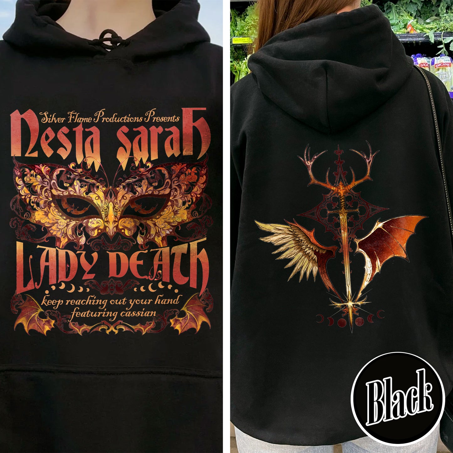 Sarah J Maas Merch Nesta Hoodie, Acotar Book Series, Velaris Acotar Hoodie, Lady Death Hoodie, Nesta Archeron Lady Death Hoodie, Lady Death ACOSF