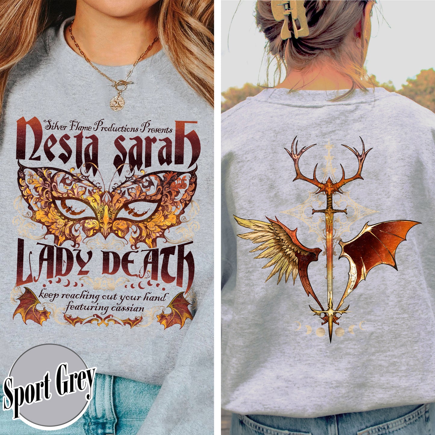 Sarah J Maas Merch Nesta Sweatshirt, Acotar Book Series, Velaris Acotar Sweatshirt, Lady Death Sweatshirt, Nesta Archeron Lady Death Sweatshirt, Lady Death ACOSF