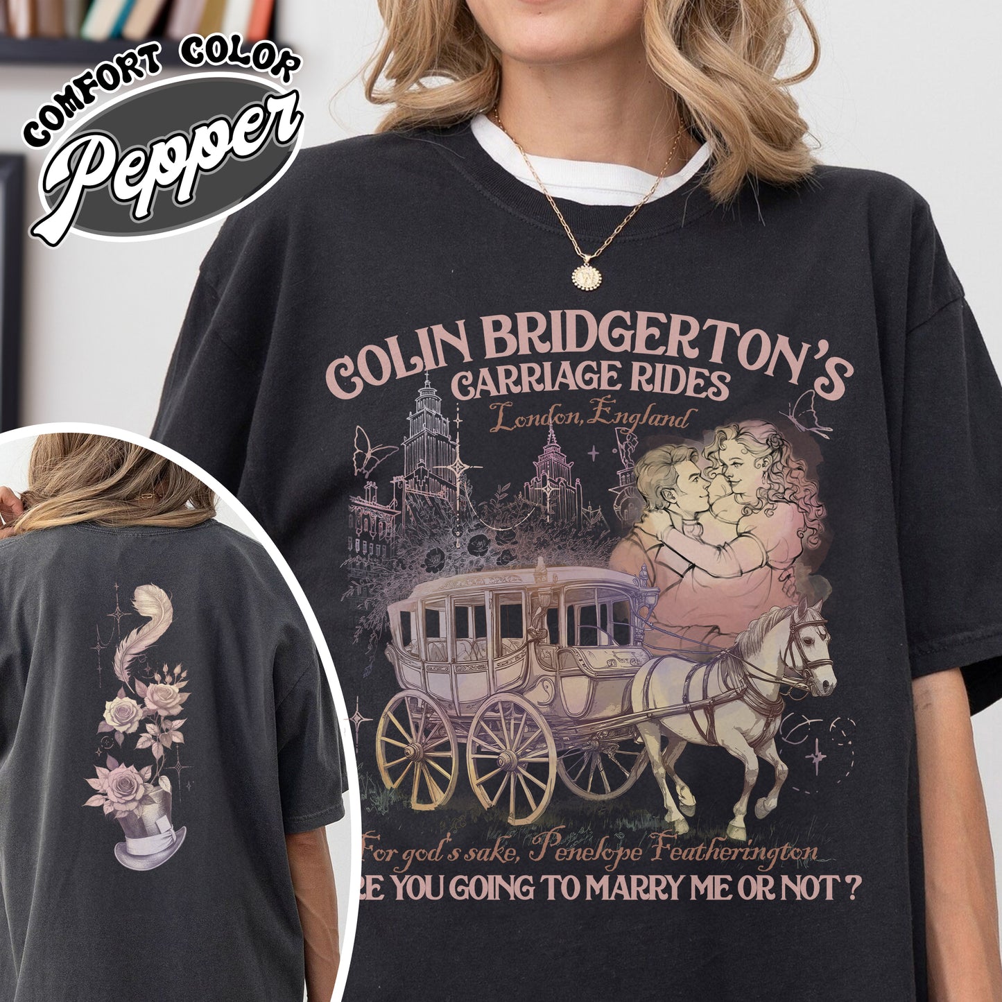 Bridgerton Shirt Colin and Penelope Comfort Color Shirt, Penelope Bridgerton Shirt, Penelope Bridgerton, Lady Whistledown, Book Shirt for Her, Book Lover Gift