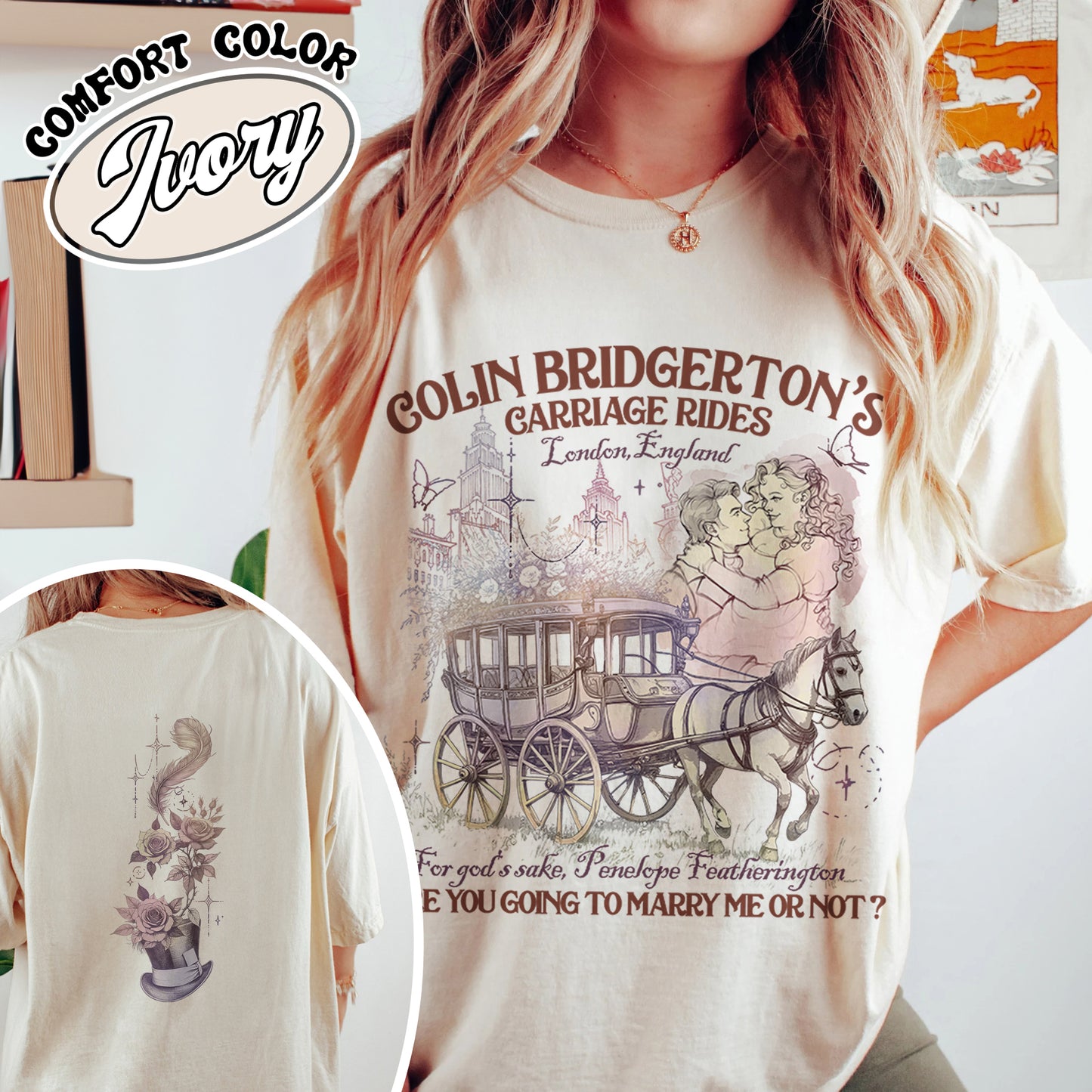 Bridgerton Shirt Colin and Penelope Comfort Color Shirt, Penelope Bridgerton Shirt, Penelope Bridgerton, Lady Whistledown, Book Shirt for Her, Book Lover Gift