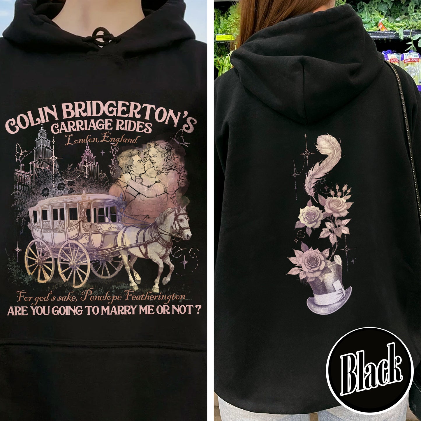 Lady Whistledown Colin and Penelope, Lady Whistledown Hoodie, Book Hoodie for Her, Book Lover Gift, Wallflower Social Club Penelope and Colin