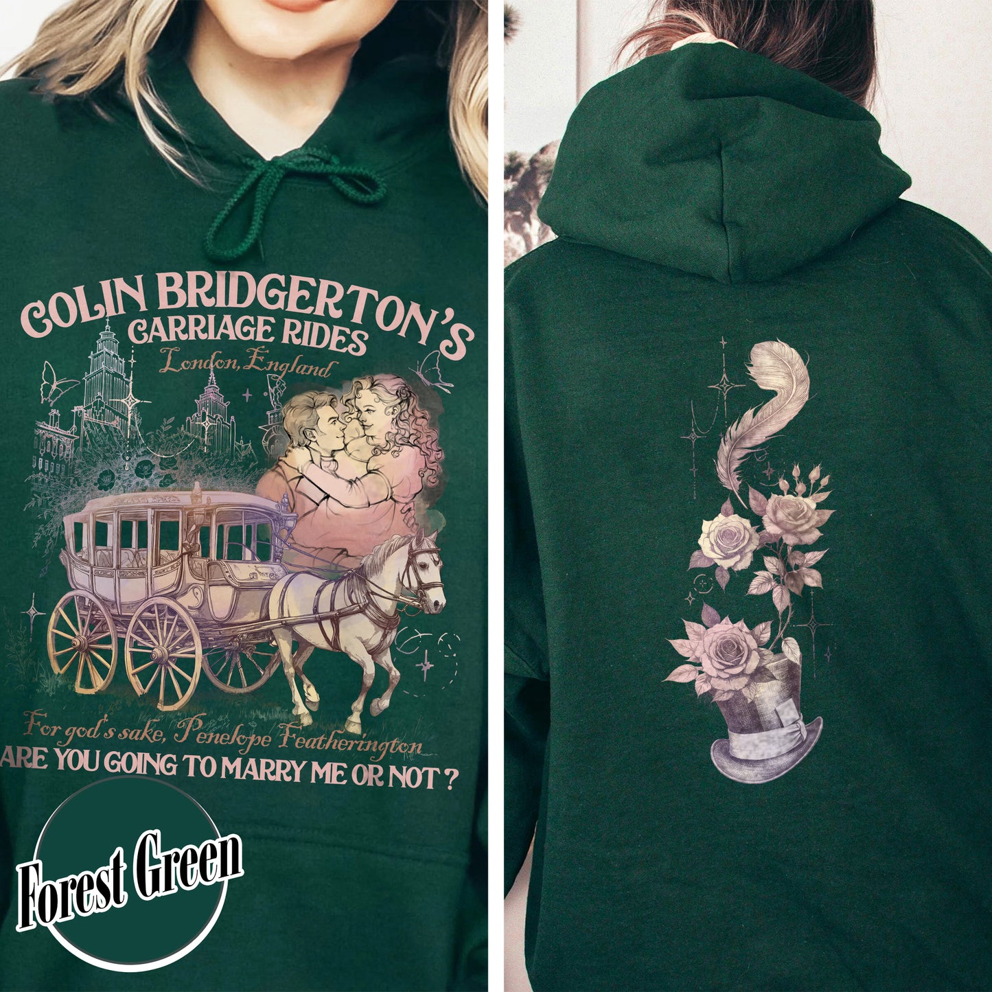 Lady Whistledown Colin and Penelope, Lady Whistledown Hoodie, Book Hoodie for Her, Book Lover Gift, Wallflower Social Club Penelope and Colin