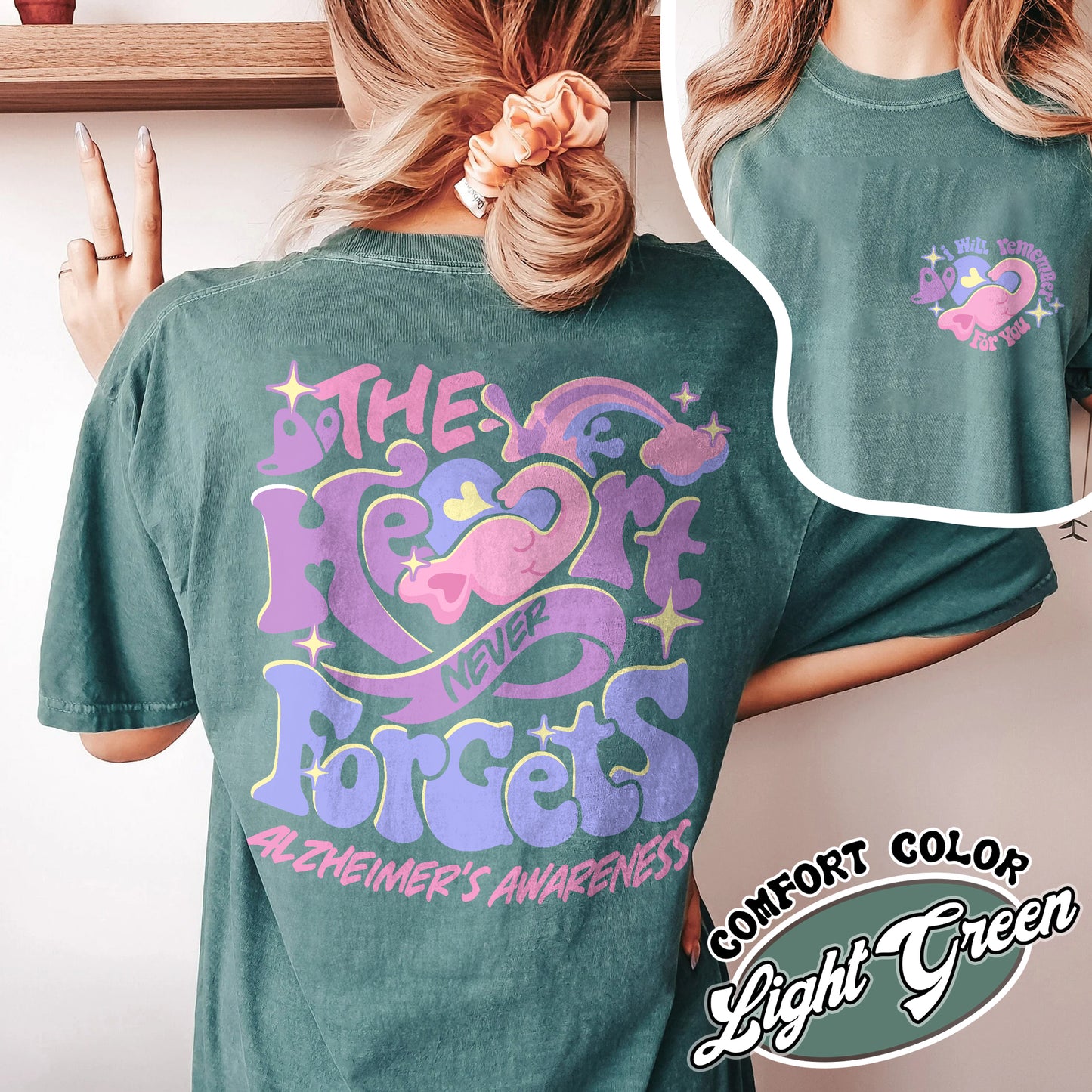 Alzheimer Saying Comfort Color Shirt, Alzheimers and Brain Awareness, Alzheimer Awareness Elephant, Alzheimers Awareness Gift, I Will Remember for You Shirt