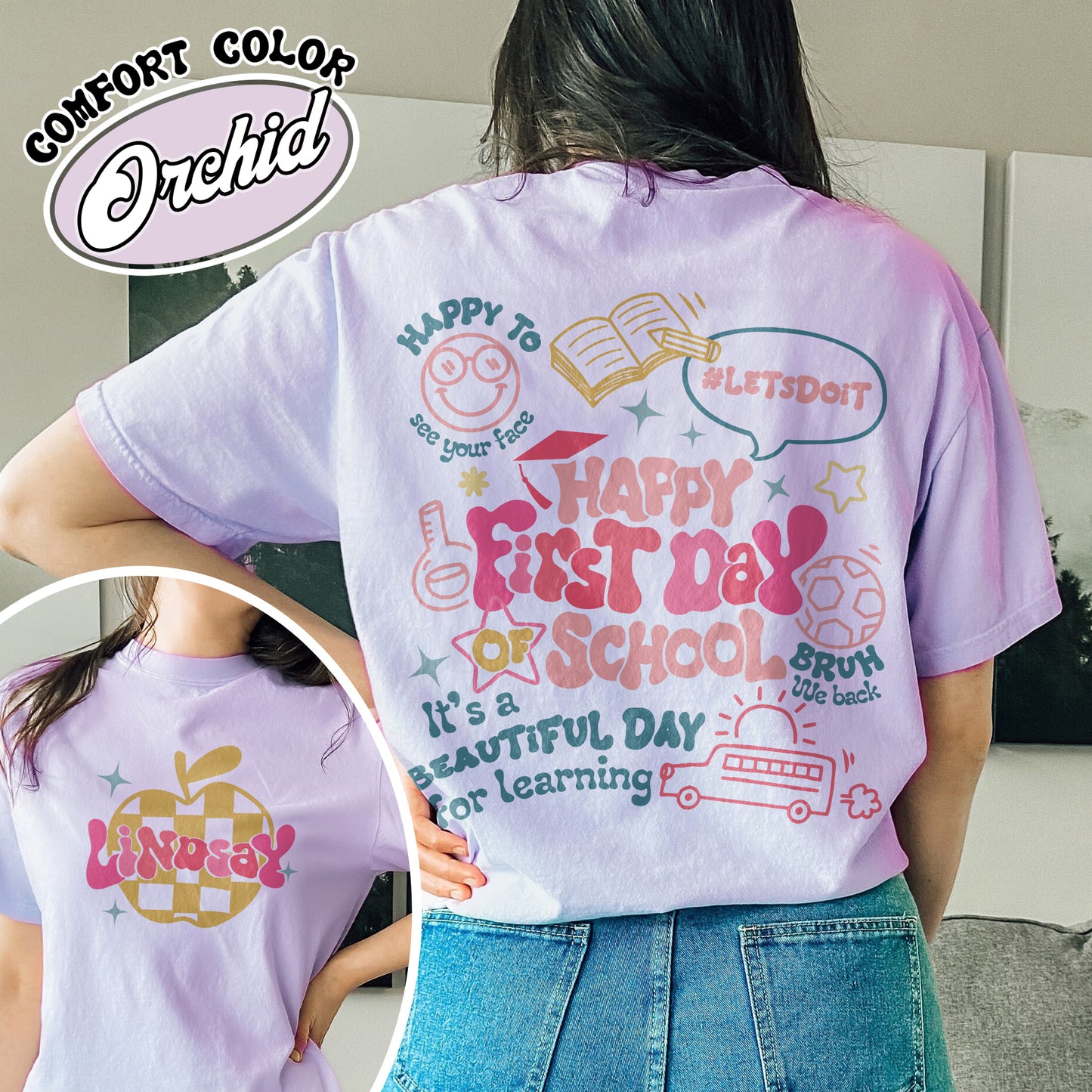 Happy First Day Of School Teacher Comfort Colors Shirt, Back To School Shirt For Teachers, Bruh We Back Teachers Shirt, Custom Teacher Shirt