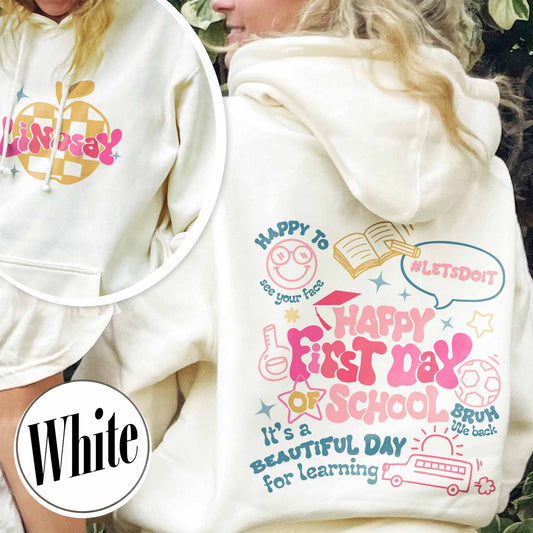 Happy First Day Of School Teacher Hoodie, Back To School Shirt For Teachers, Bruh We Back Teachers Hoodie, Custom Teacher Hoodie
