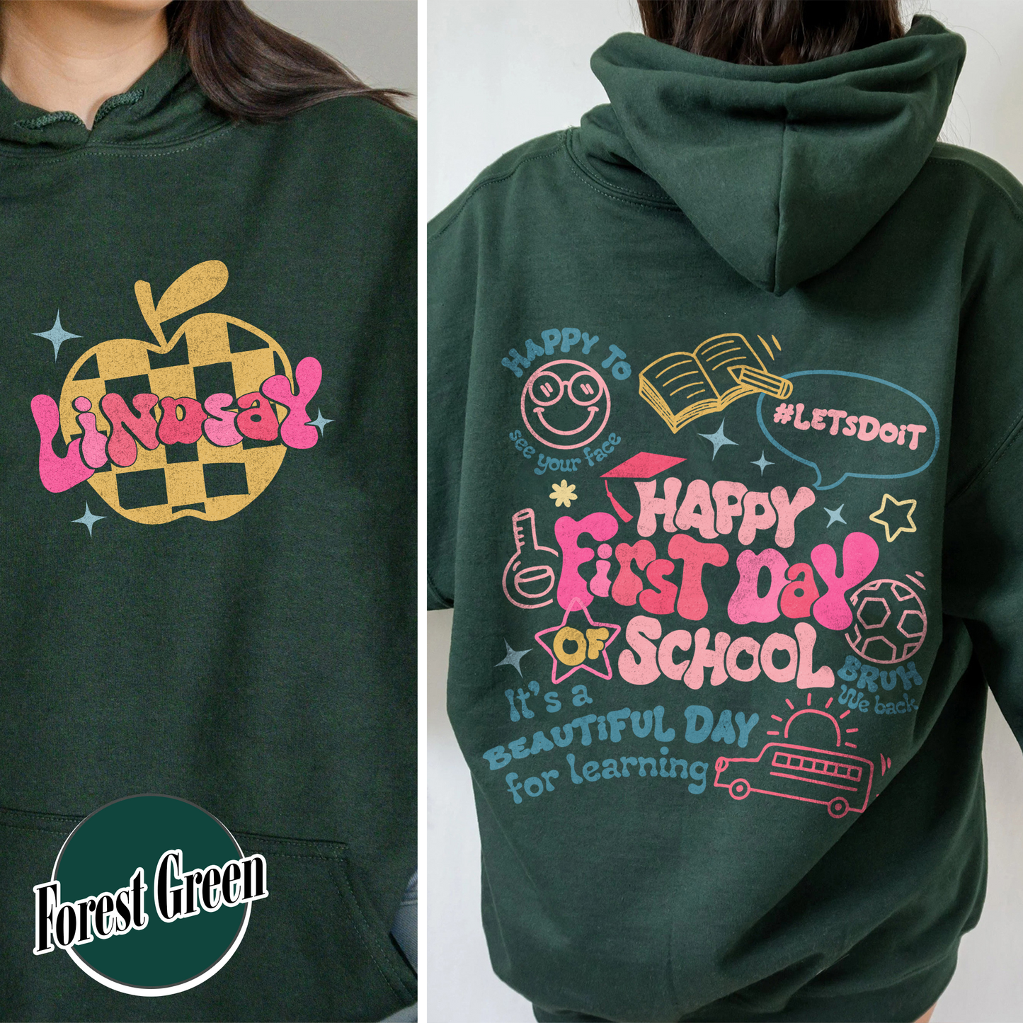 Happy First Day Of School Teacher Hoodie, Back To School Shirt For Teachers, Bruh We Back Teachers Hoodie, Custom Teacher Hoodie