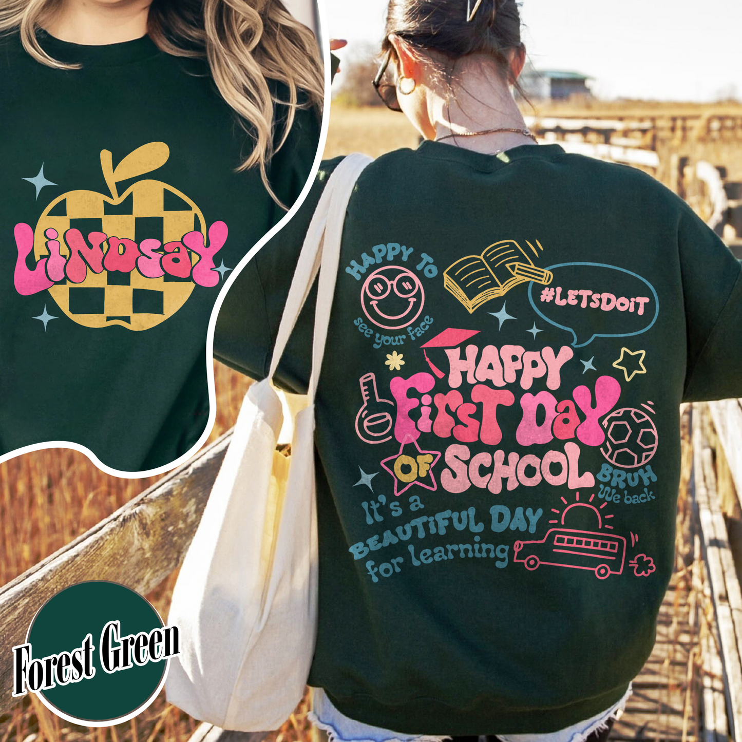 Happy First Day Of School Teacher Sweatshirt, Back To School Sweatshirt For Teachers, Bruh We Back Teachers Sweatshirt, Custom Teacher Sweatshirt