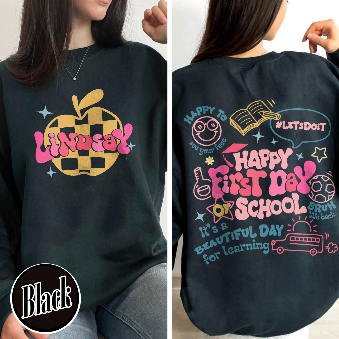 Happy First Day Of School Teacher Sweatshirt, Back To School Sweatshirt For Teachers, Bruh We Back Teachers Sweatshirt, Custom Teacher Sweatshirt