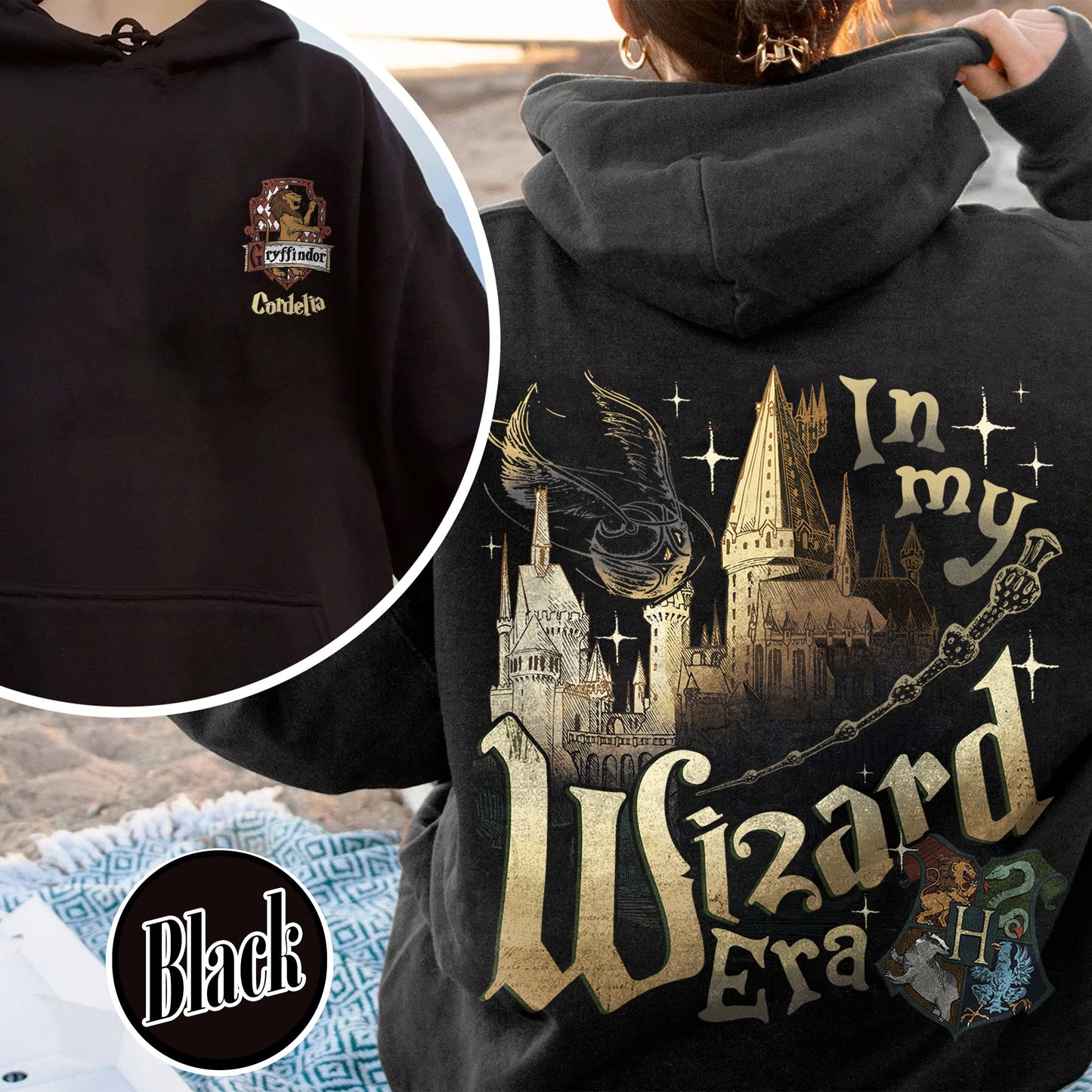 Harry Potter Hoodie, Custom Wizard Houses Hoodie, Wizard School House Hoodie, Fantasy Wizard Hoodie
