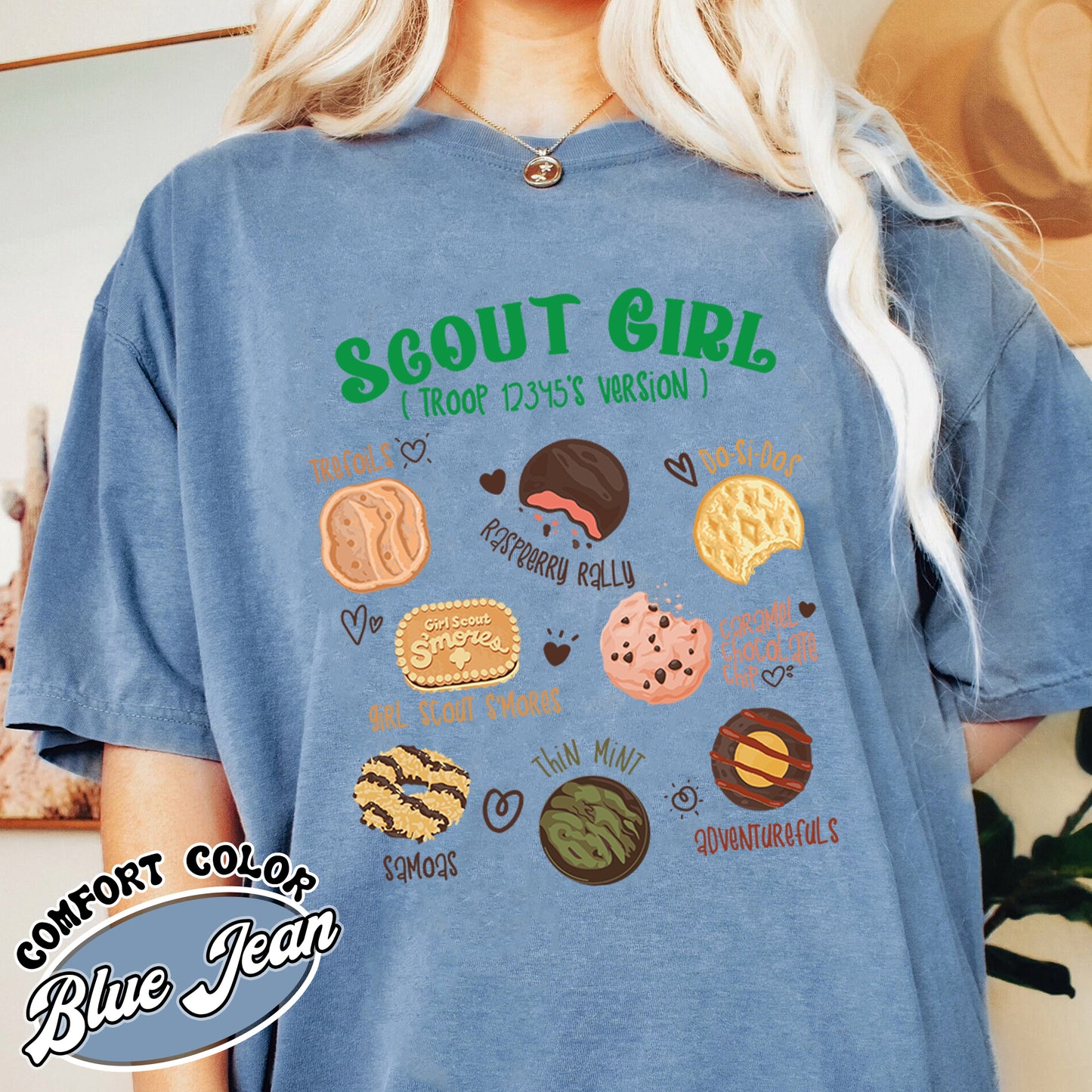 Scout Girl Comfort Color Shirt, Scout Troop Tshirt, Custom Scout Troop Shirt, Personalized Scout Tee, Girl Scout Cookie Shirt, Cookie Mom Girl Scout