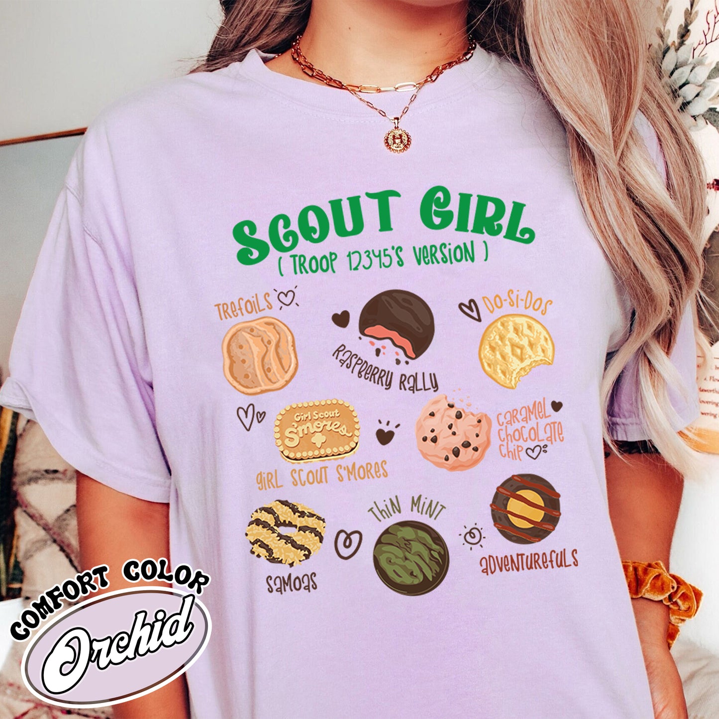 Scout Girl Comfort Color Shirt, Scout Troop Tshirt, Custom Scout Troop Shirt, Personalized Scout Tee, Girl Scout Cookie Shirt, Cookie Mom Girl Scout