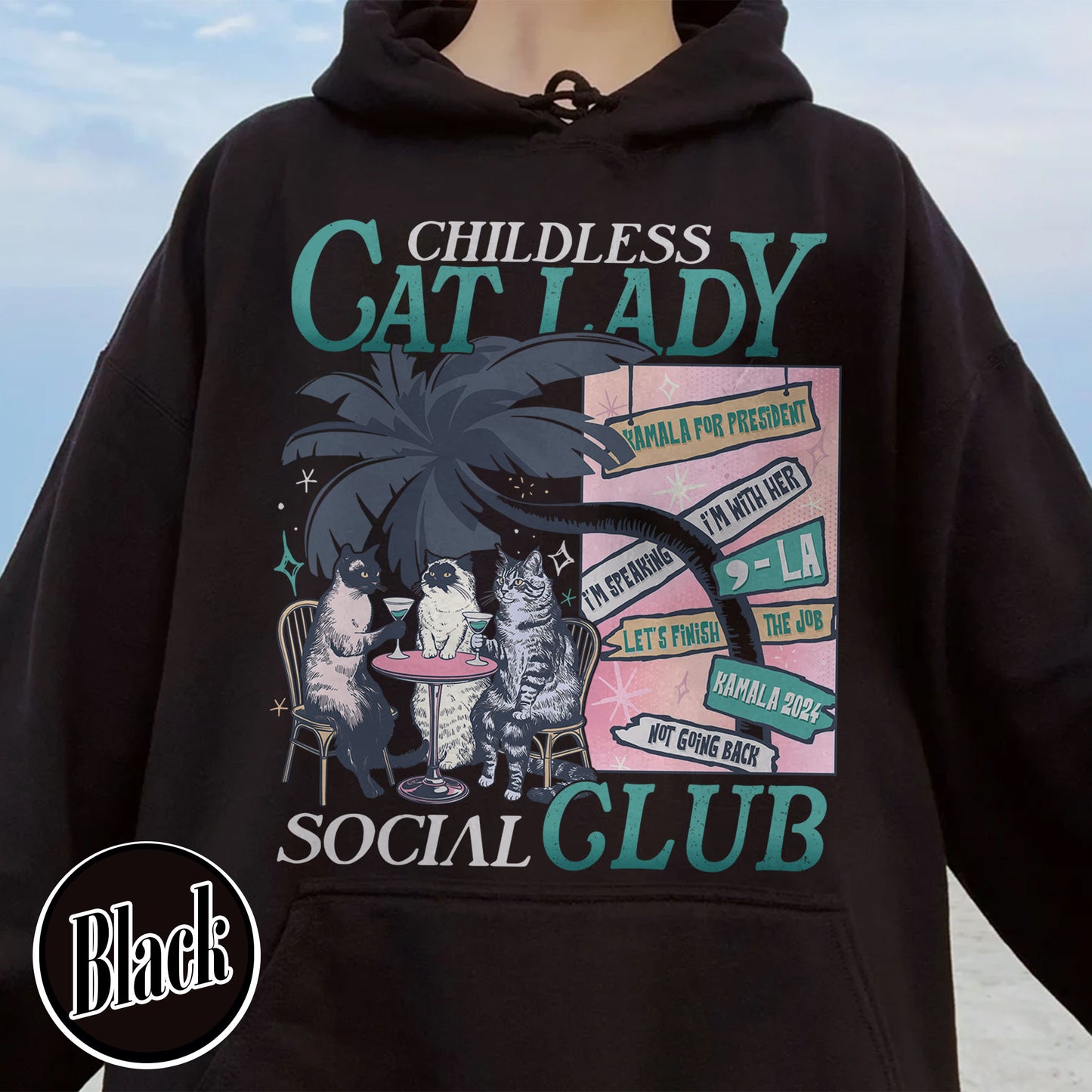 Election Hoodie, Childless Cat Lady Hoodie, Social Democrat Hoodie, Vote Blue Hoodie