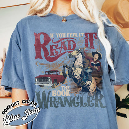Bookish Comfort Color Shirt, Book Wrangler Shirt, Western Cowboy Shirt, Country Bookish Tee