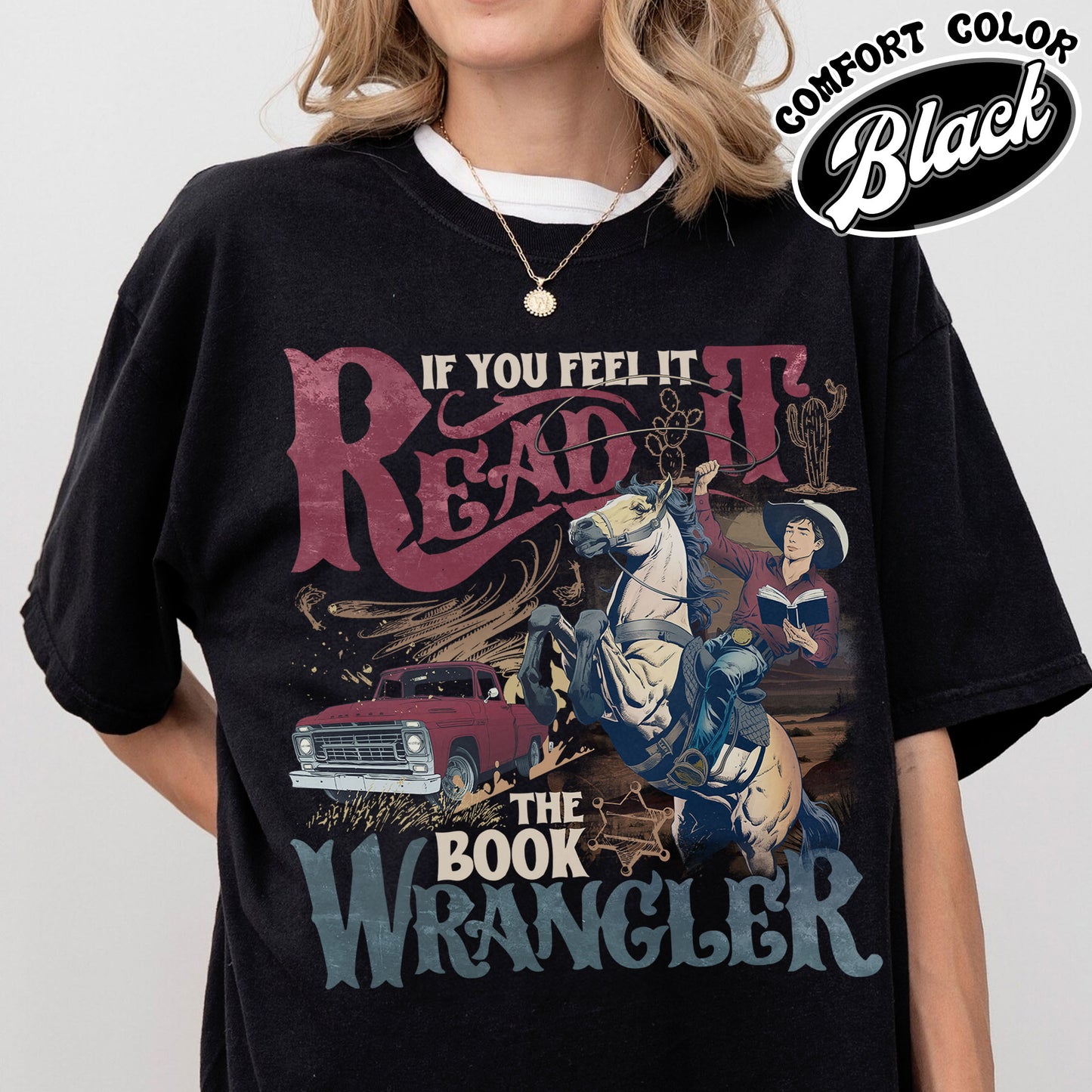 Bookish Comfort Color Shirt, Book Wrangler Shirt, Western Cowboy Shirt, Country Bookish Tee