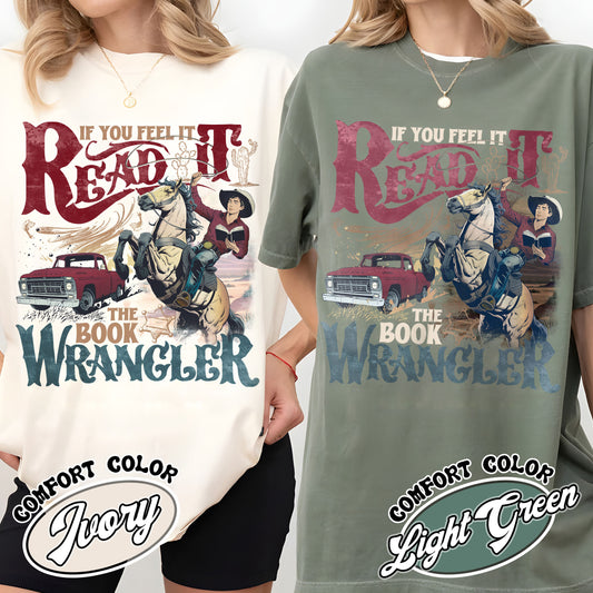 Bookish Comfort Color Shirt, Book Wrangler Shirt, Western Cowboy Shirt, Country Bookish Tee