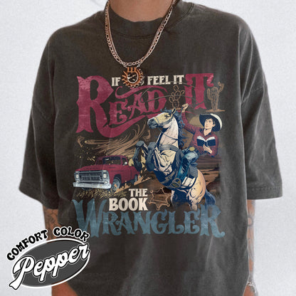 Bookish Comfort Color Shirt, Book Wrangler Shirt, Western Cowboy Shirt, Country Bookish Tee