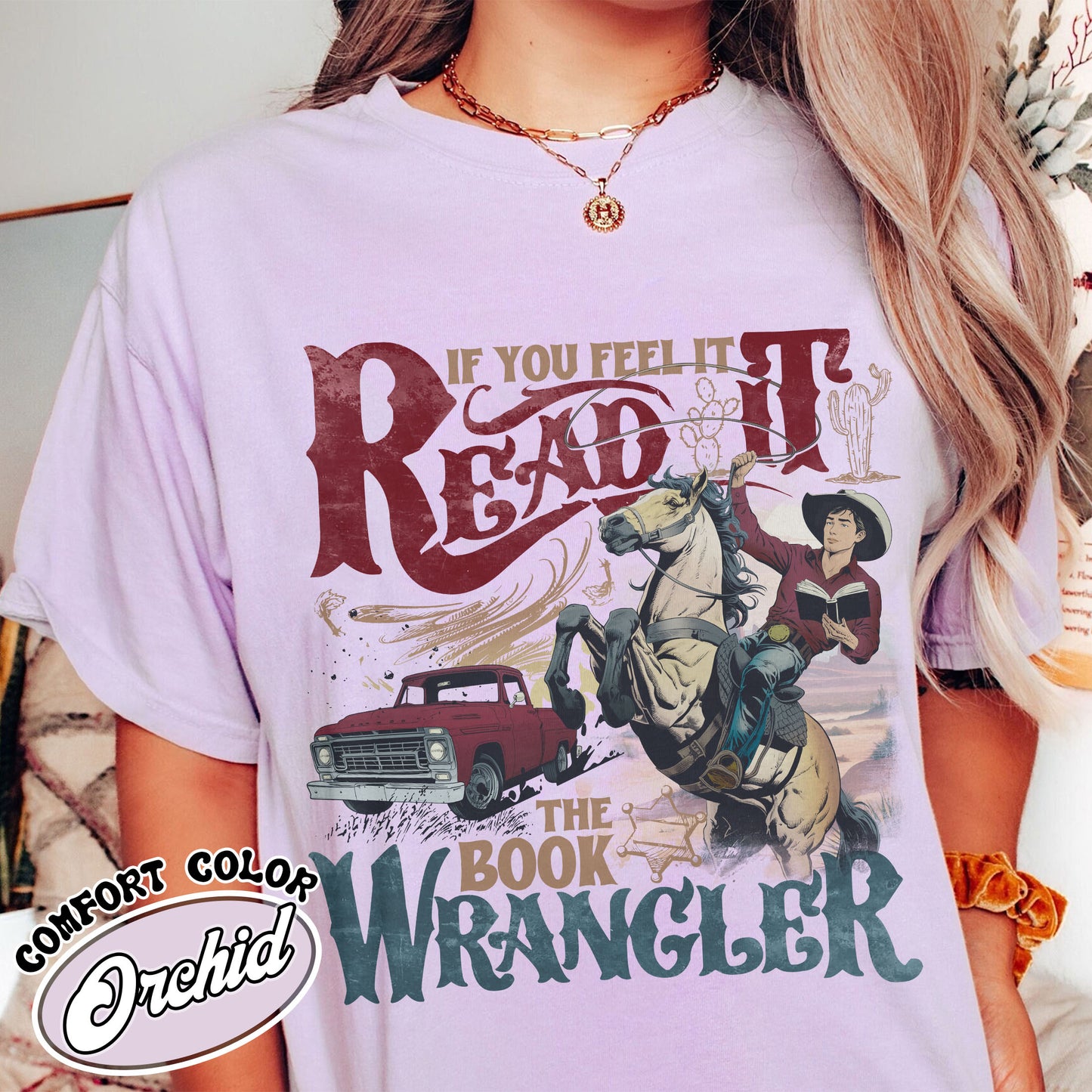 Bookish Comfort Color Shirt, Book Wrangler Shirt, Western Cowboy Shirt, Country Bookish Tee