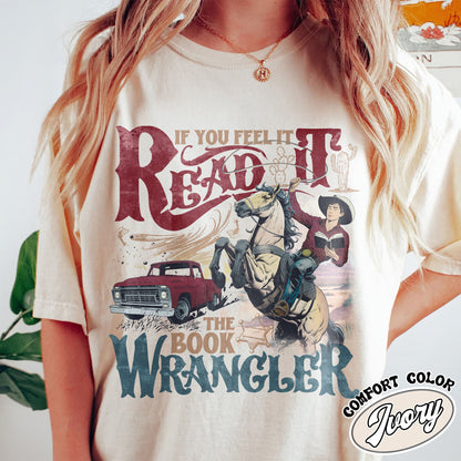 Bookish Comfort Color Shirt, Book Wrangler Shirt, Western Cowboy Shirt, Country Bookish Tee