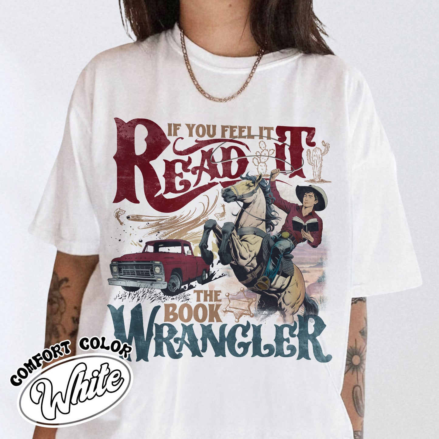 Bookish Comfort Color Shirt, Book Wrangler Shirt, Western Cowboy Shirt, Country Bookish Tee