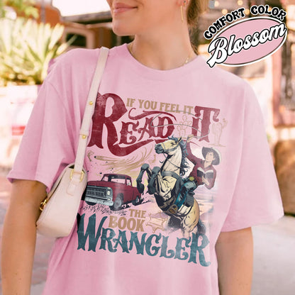 Bookish Comfort Color Shirt, Book Wrangler Shirt, Western Cowboy Shirt, Country Bookish Tee