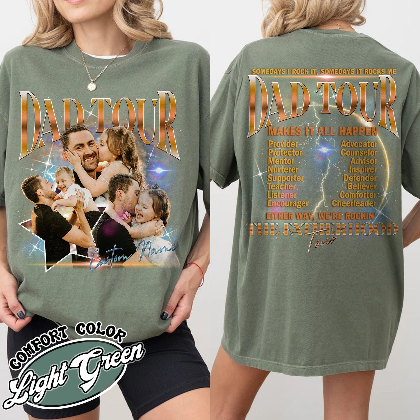 Custom Dad Tour Shirt Portrait From Photo, Personalized Dad Portrait Shirt, Custom Photo Shirt For Dad, Father's Day Gift 2024, Fatherhood Tour