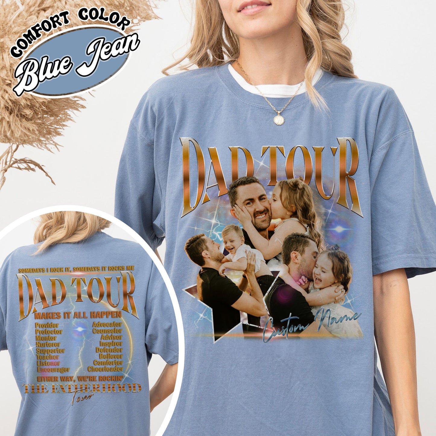 Custom Dad Tour Shirt Portrait From Photo, Personalized Dad Portrait Shirt, Custom Photo Shirt For Dad, Father's Day Gift 2024, Fatherhood Tour