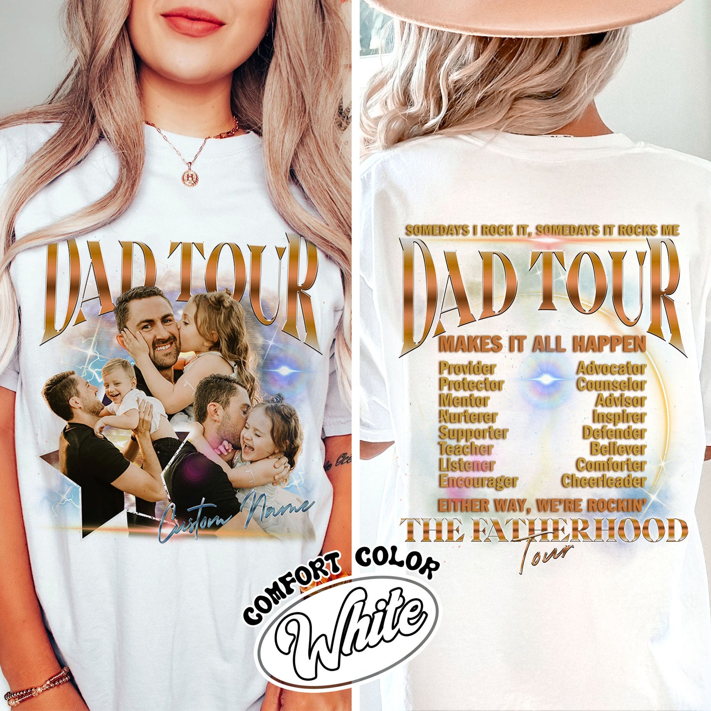 Custom Dad Tour Shirt Portrait From Photo, Personalized Dad Portrait Shirt, Custom Photo Shirt For Dad, Father's Day Gift 2024, Fatherhood Tour