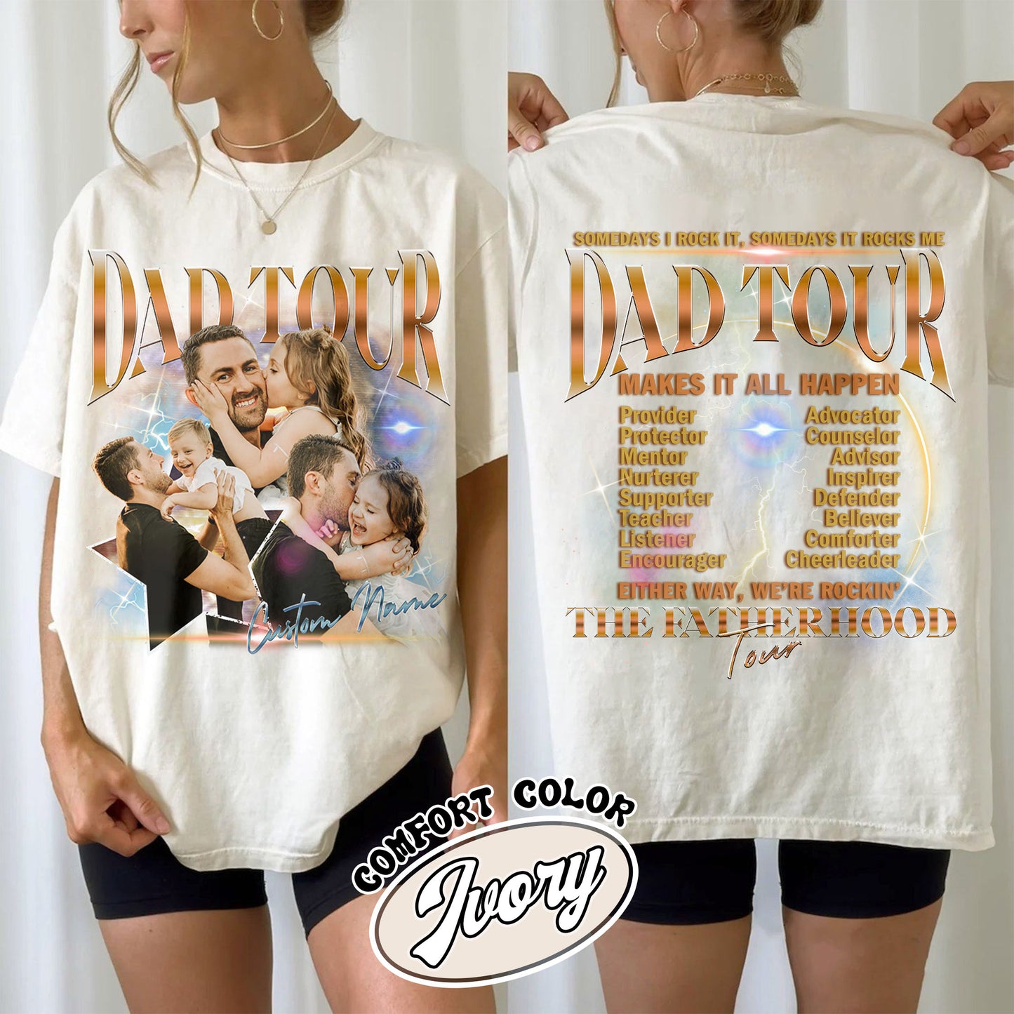 Custom Dad Tour Shirt Portrait From Photo, Personalized Dad Portrait Shirt, Custom Photo Shirt For Dad, Father's Day Gift 2024, Fatherhood Tour