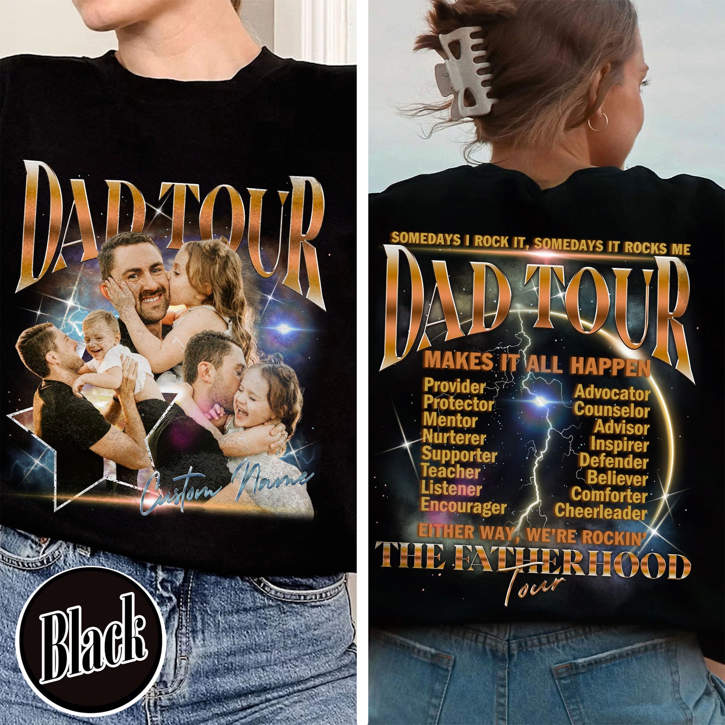 Father’s Day Sweatshirt, Custom Dad Tour Sweatshirt Portrait From Photo, Fatherhood Tour Sweatshirt