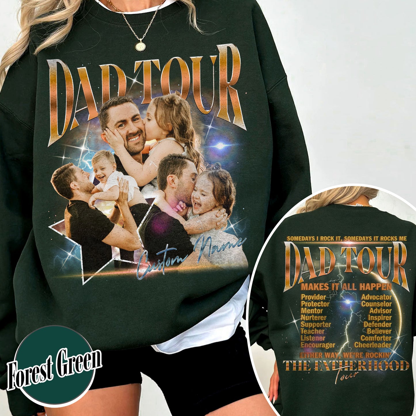 Father’s Day Sweatshirt, Custom Dad Tour Sweatshirt Portrait From Photo, Fatherhood Tour Sweatshirt