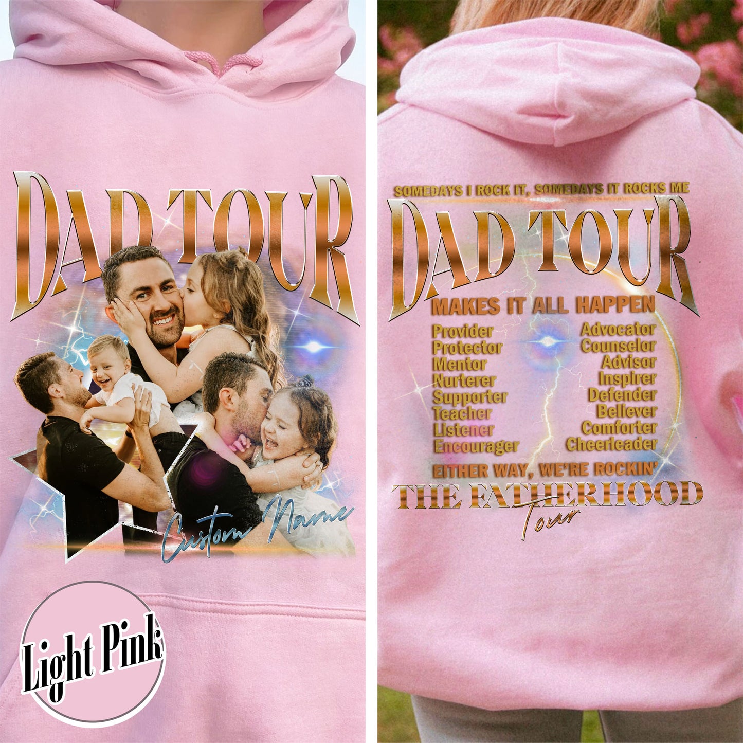 Father’s Day Hoodie, Custom Dad Tour Hoodie Portrait From Photo, Fatherhood Tour Hoodie