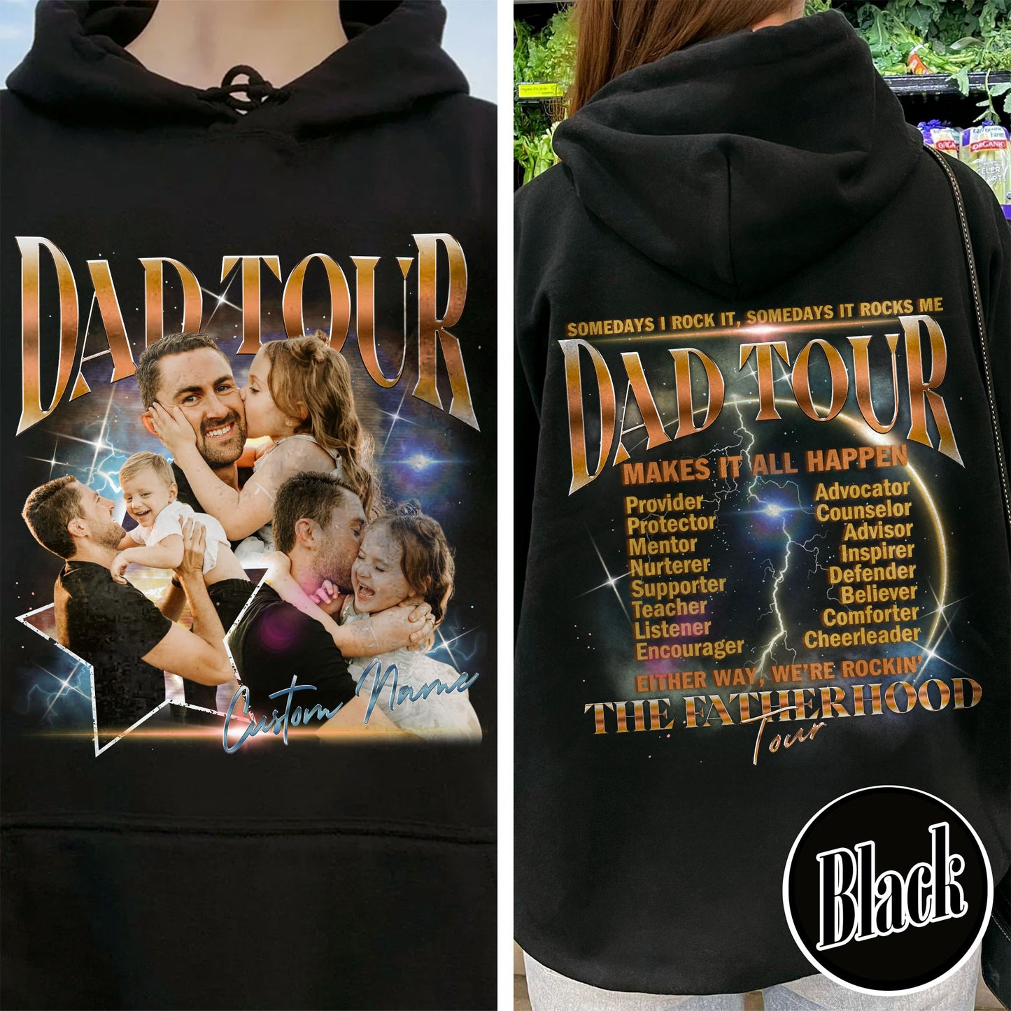 Father’s Day Hoodie, Custom Dad Tour Hoodie Portrait From Photo, Fatherhood Tour Hoodie