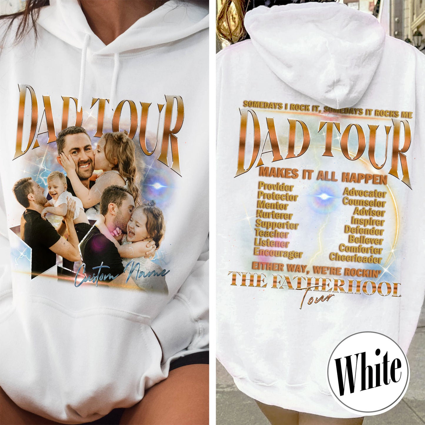 Father’s Day Hoodie, Custom Dad Tour Hoodie Portrait From Photo, Fatherhood Tour Hoodie