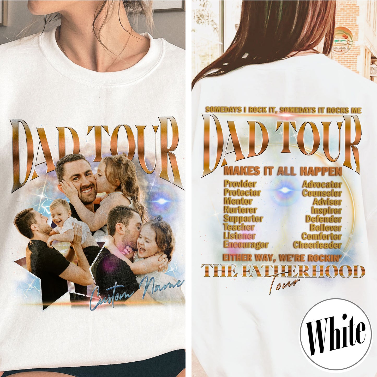Father’s Day Sweatshirt, Custom Dad Tour Sweatshirt Portrait From Photo, Fatherhood Tour Sweatshirt