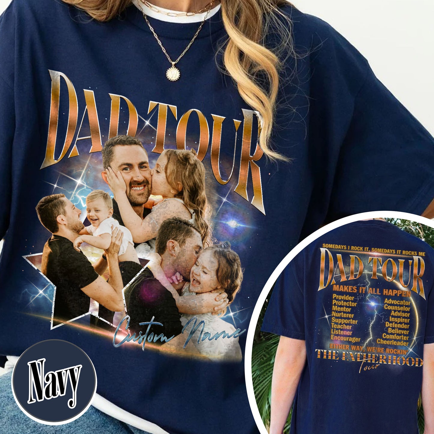 Father’s Day Sweatshirt, Custom Dad Tour Sweatshirt Portrait From Photo, Fatherhood Tour Sweatshirt