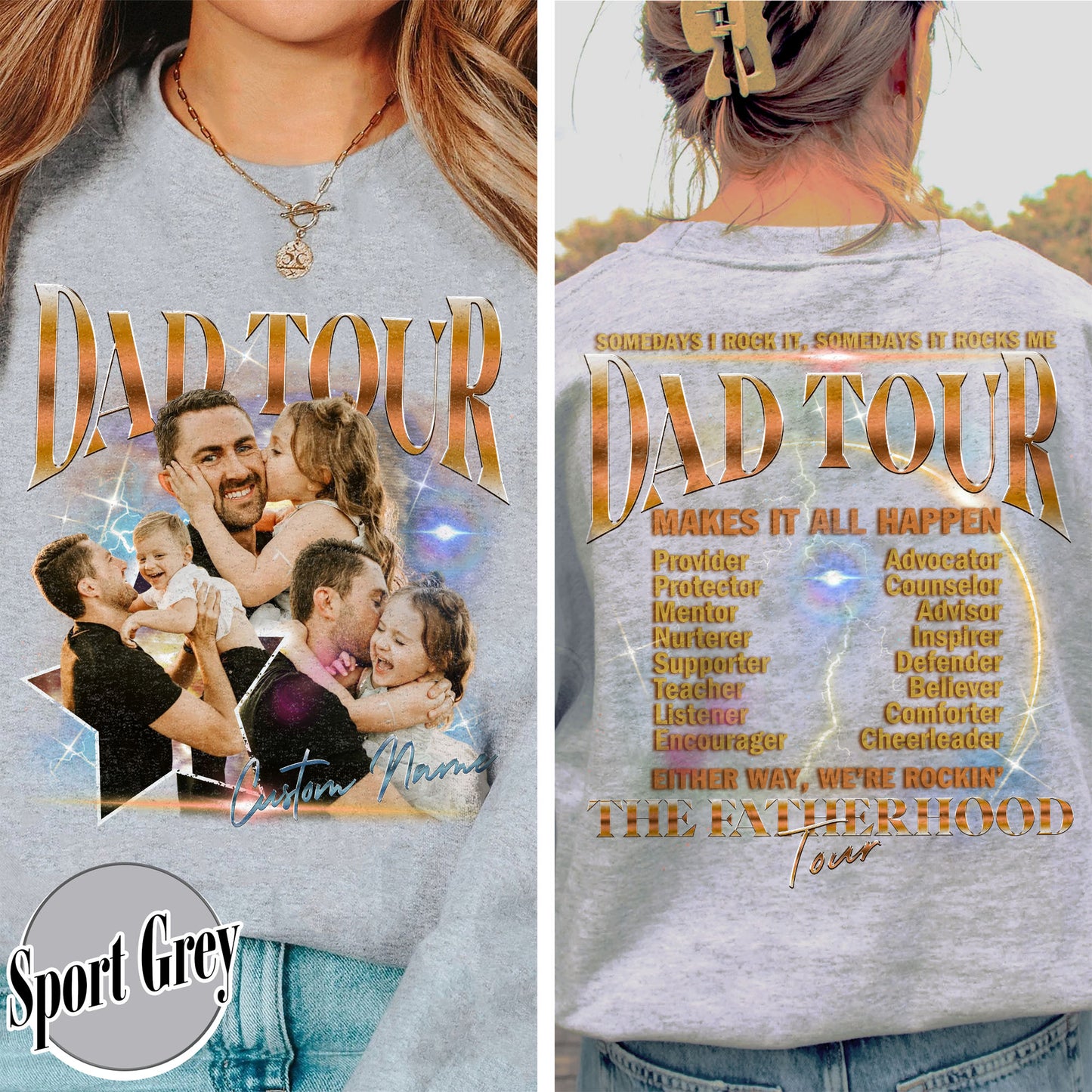 Father’s Day Sweatshirt, Custom Dad Tour Sweatshirt Portrait From Photo, Fatherhood Tour Sweatshirt