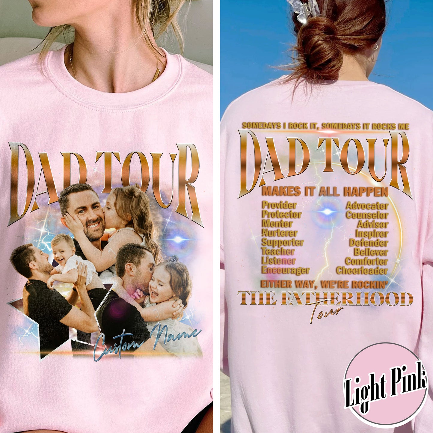 Father’s Day Sweatshirt, Custom Dad Tour Sweatshirt Portrait From Photo, Fatherhood Tour Sweatshirt