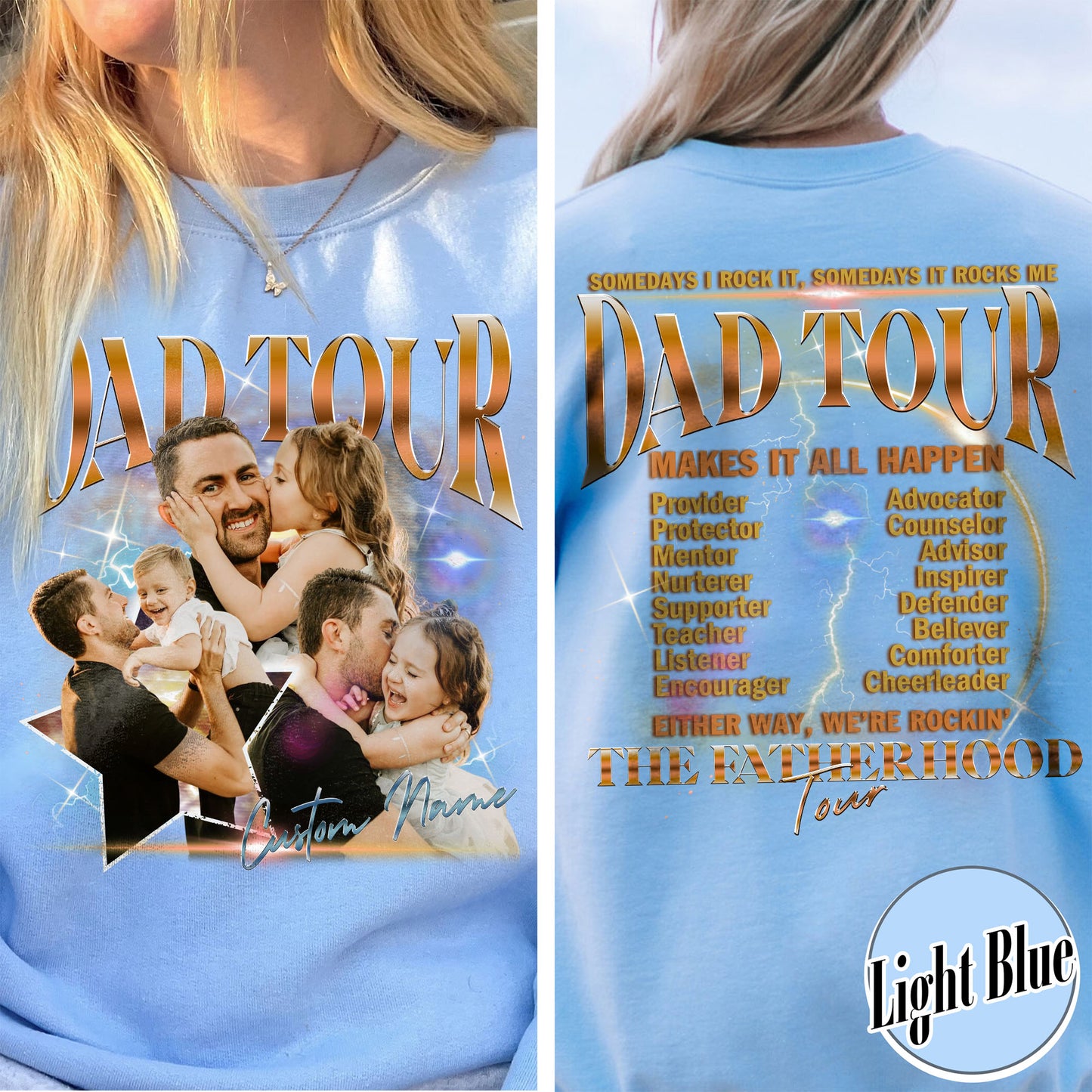 Father’s Day Sweatshirt, Custom Dad Tour Sweatshirt Portrait From Photo, Fatherhood Tour Sweatshirt
