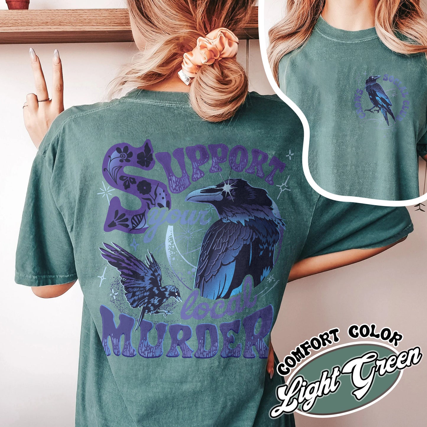 The Crow Comfort Colors Shirt, Crows Before Bros Shirt, Crow Tee Shirt, Crow Shirt Womens, Support Your Loca Murder, Bird Tshirt, Halloween Gift