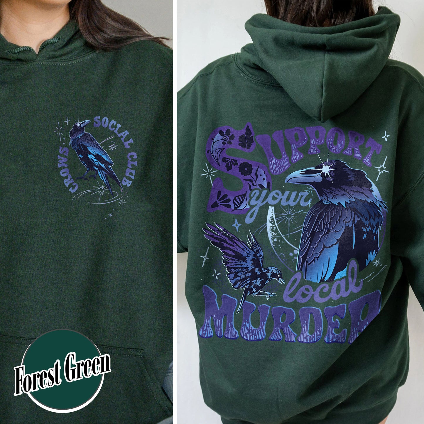 The Crow Hoodie, Support Your Local Murder Hoodie, Crows Before Bros Hoodie, Halloween Gift