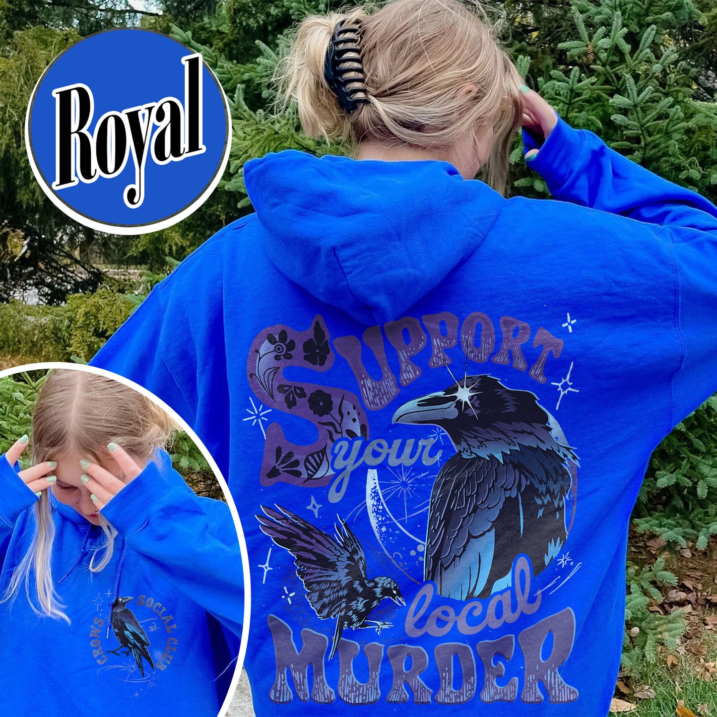 The Crow Hoodie, Support Your Local Murder Hoodie, Crows Before Bros Hoodie, Halloween Gift