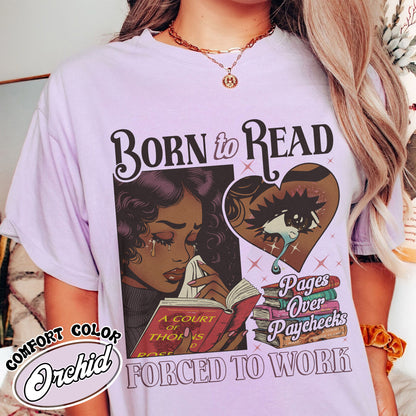 Born To Read Bookish Comfort Colors Shirt, Black Girl Reader Shirt, Bookish Gift for Her, Dark Romance, Smut Shirt Gift Booktok, Sjm Book Shirt