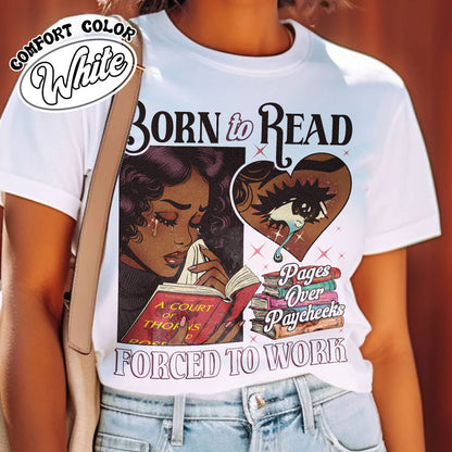 Born To Read Bookish Comfort Colors Shirt, Black Girl Reader Shirt, Bookish Gift for Her, Dark Romance, Smut Shirt Gift Booktok, Sjm Book Shirt