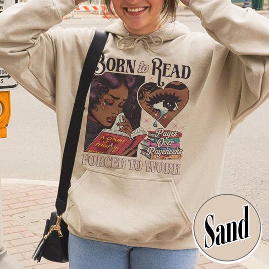 Born To Read Bookish Comfort Colors Hoodie, Black Girl Reader Hoodie, Bookish Gift for Her, Dark Romance, Smut Hoodie Gift Booktok, Sjm Book Hoodie