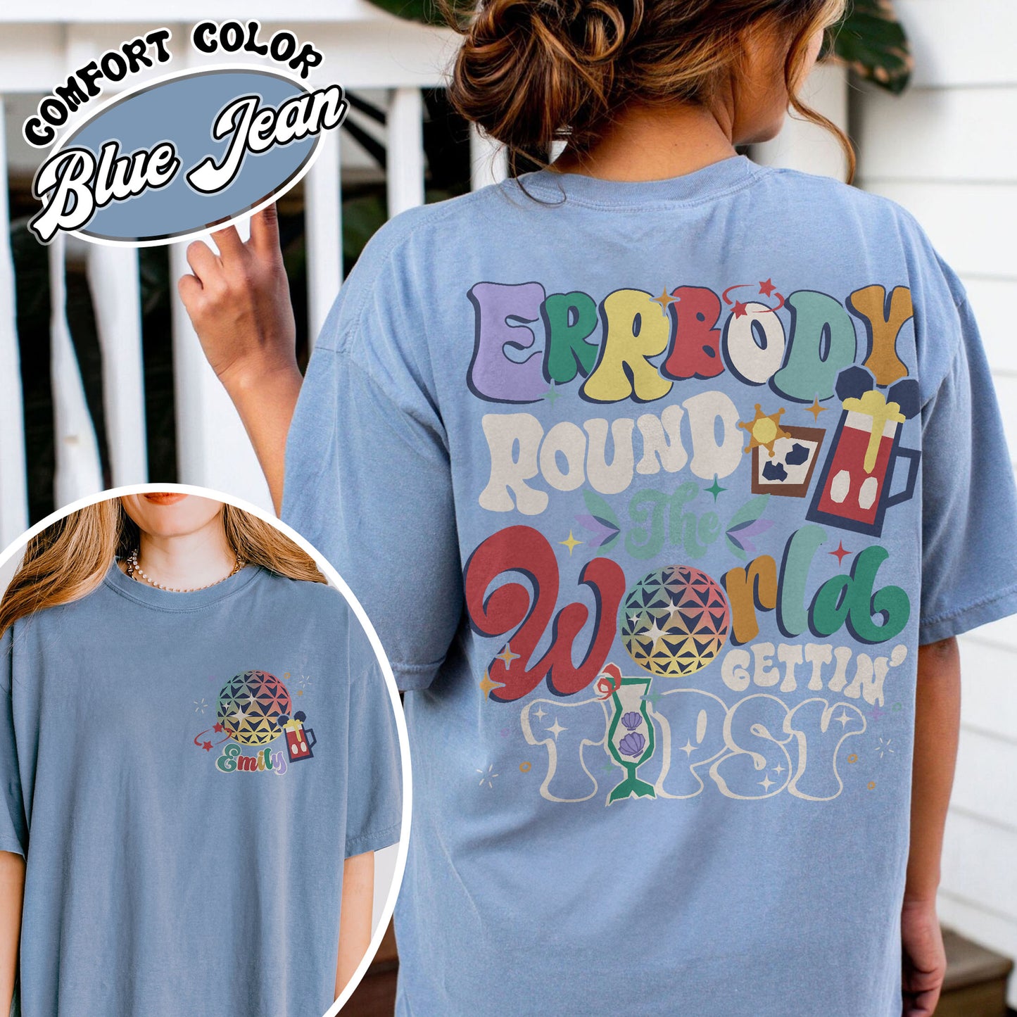 Custom Drinking Around the World Shirt, Errbody Round the World Gettin Tipsy Shirt, Epcot Drinking Shirt, Drink Around World Showcase EPCOT