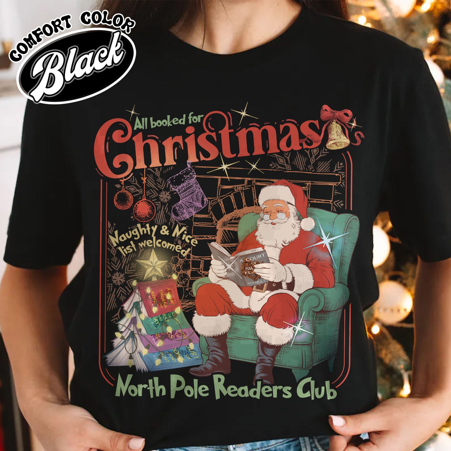 All Booked for Christmas Shirt, Comfort Colors Christmas Book Shirt, North Pole Book Club Shirt, Book Christmas Shirt, Christmas Book Club Shirt