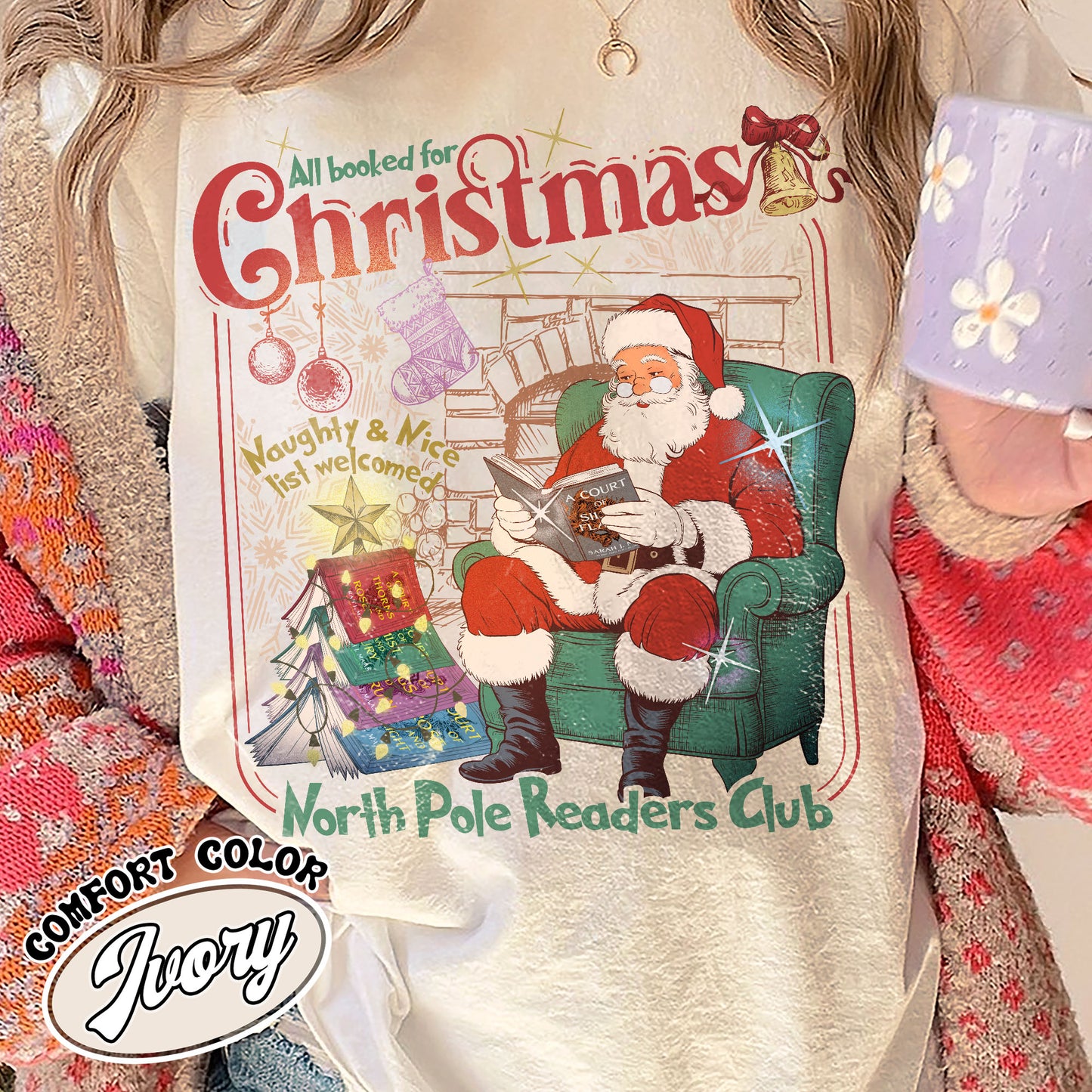 All Booked for Christmas Shirt, Comfort Colors Christmas Book Shirt, North Pole Book Club Shirt, Book Christmas Shirt, Christmas Book Club Shirt