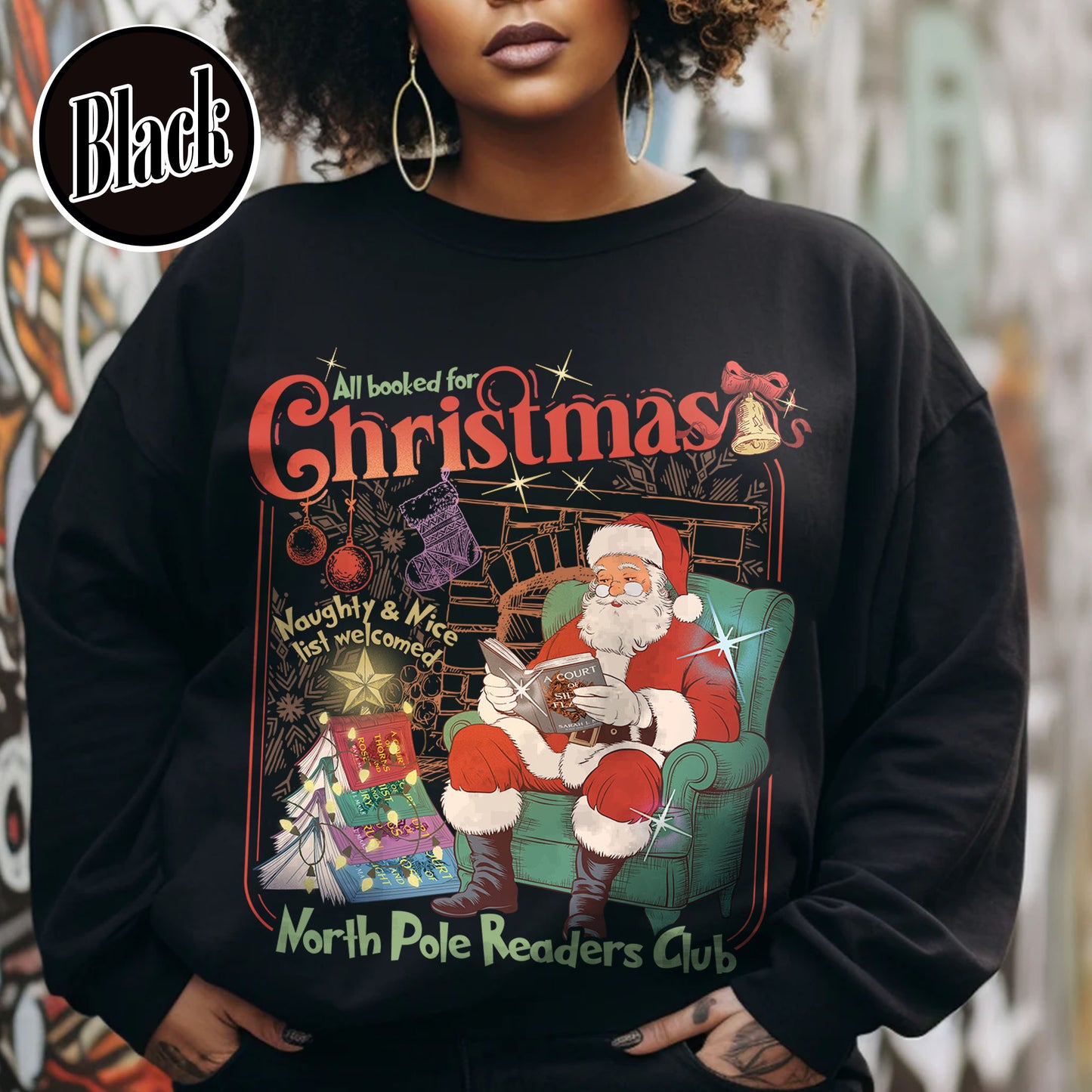 Christmas Book Club Sweatshirt, All Booked for Christmas Sweatshirt, North Pole Book Club Sweatshirt