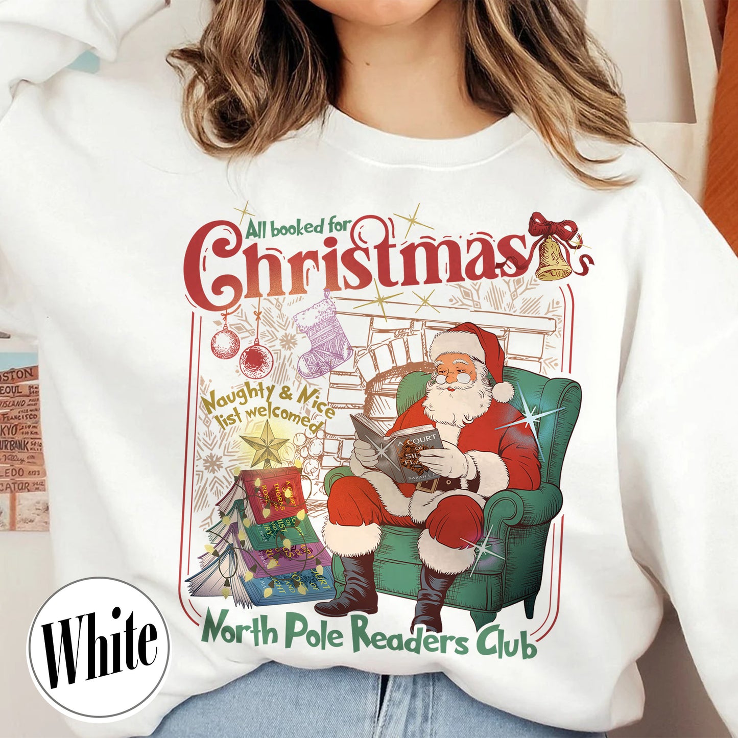 Christmas Book Club Sweatshirt, All Booked for Christmas Sweatshirt, North Pole Book Club Sweatshirt