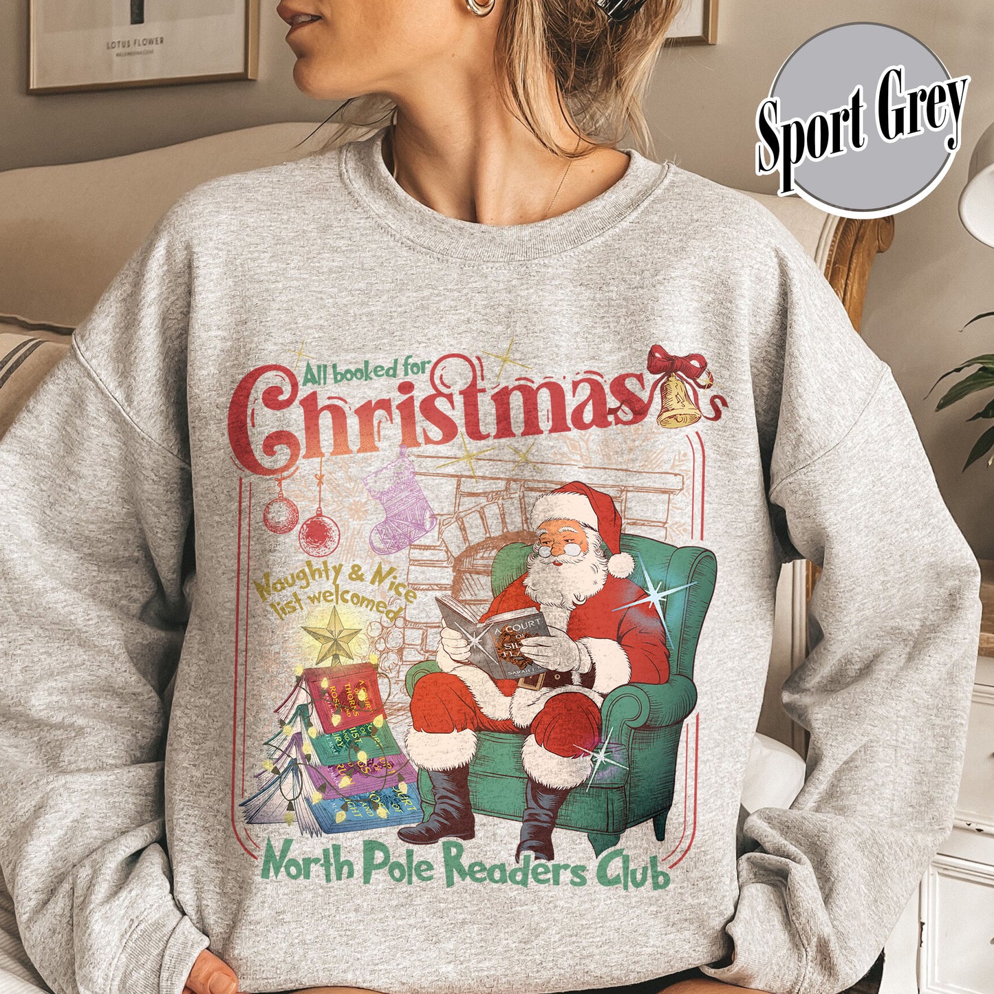 Christmas Book Club Sweatshirt, All Booked for Christmas Sweatshirt, North Pole Book Club Sweatshirt
